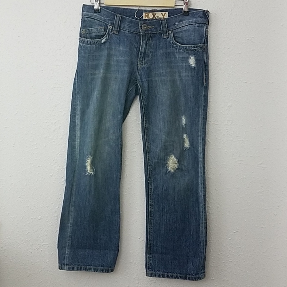 roxy sz 3 denim distressed Jeans medium wash